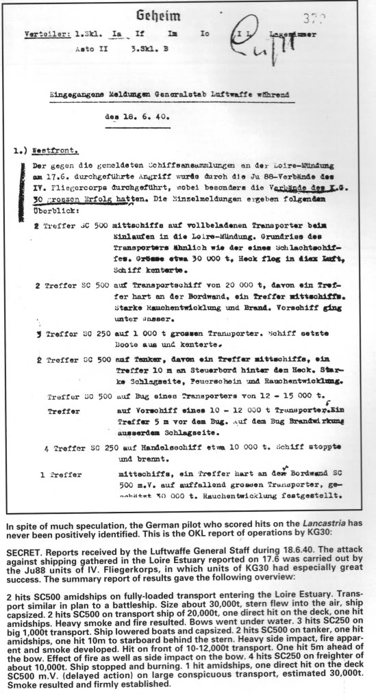 German airforce operations report 18th june 1940