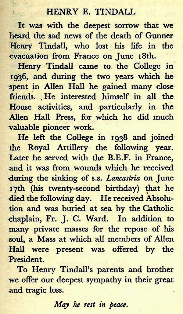 tindall memorial text