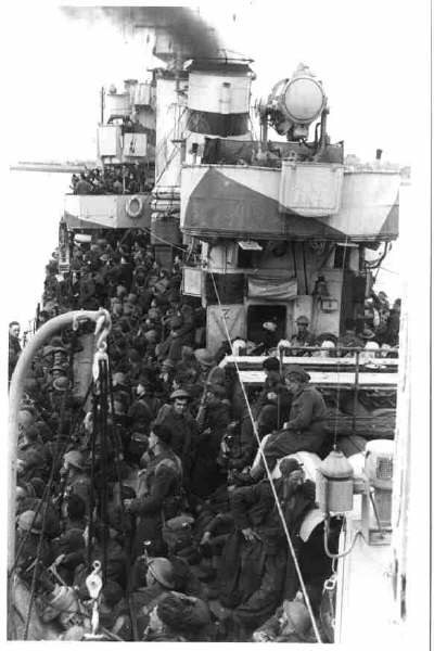Troops aboard HMS Highlander en route to Lancastria